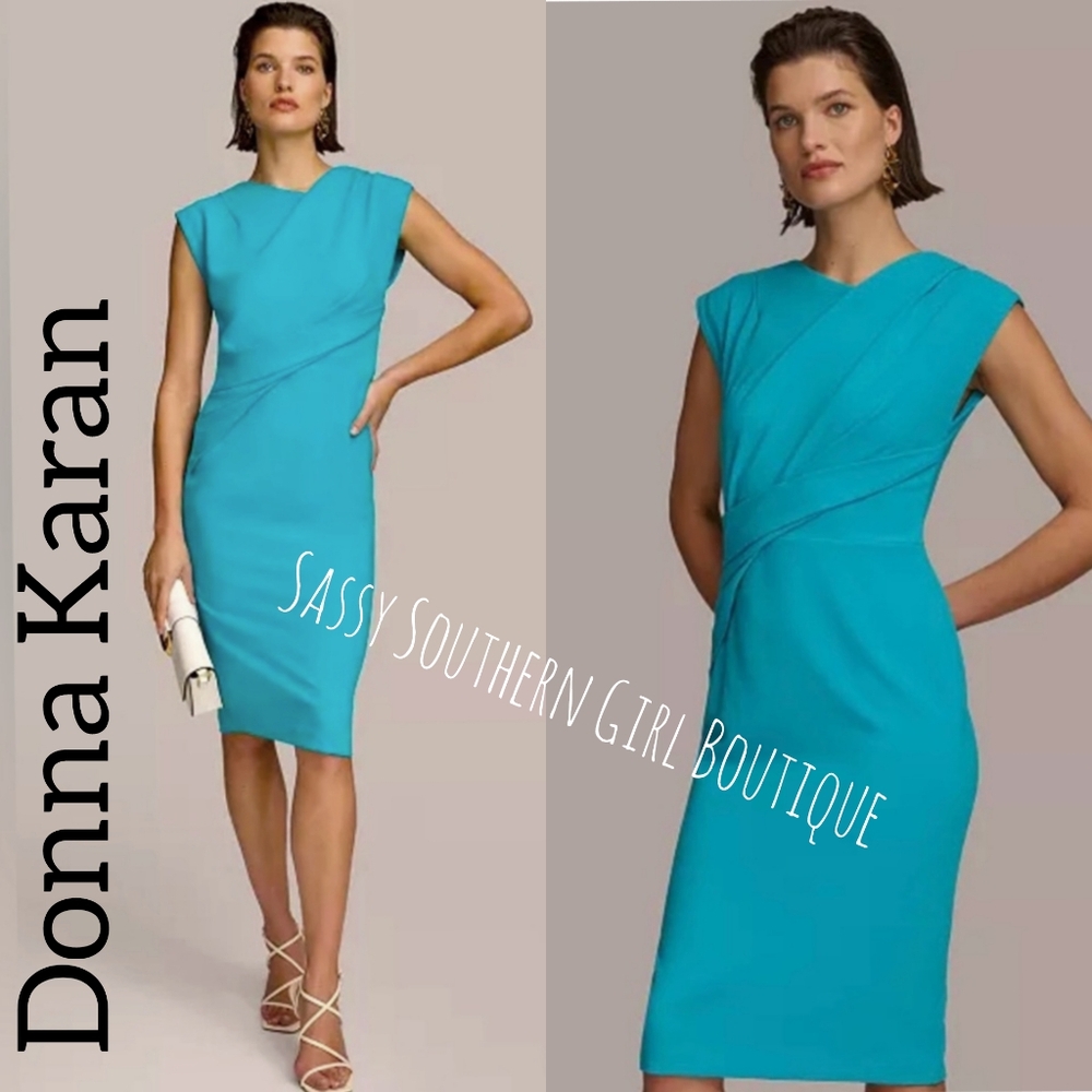 🆕⭐ Donna Karan Black Label turquoise sheath dress